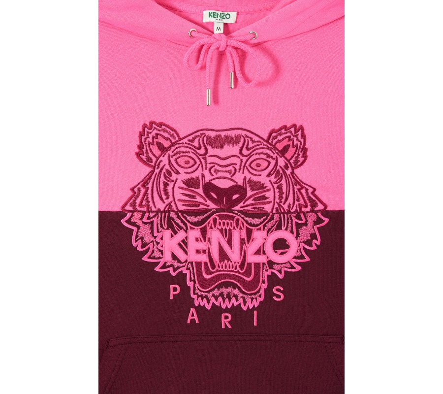 Kenzo Homme Sweatshirt Tigre bicolore à capuche bordeaux
