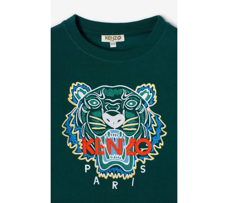 Kenzo Enfant Sweatshirt Tigre vert bouteille