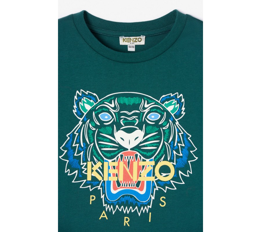 Kenzo Enfant T-Shirt Tigre vert bouteille