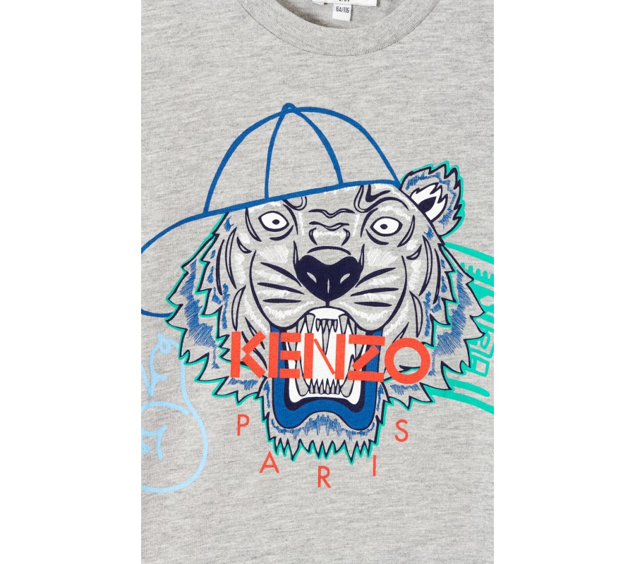 Kenzo Enfant T-shirt Tigre 'Wax' gris moyen