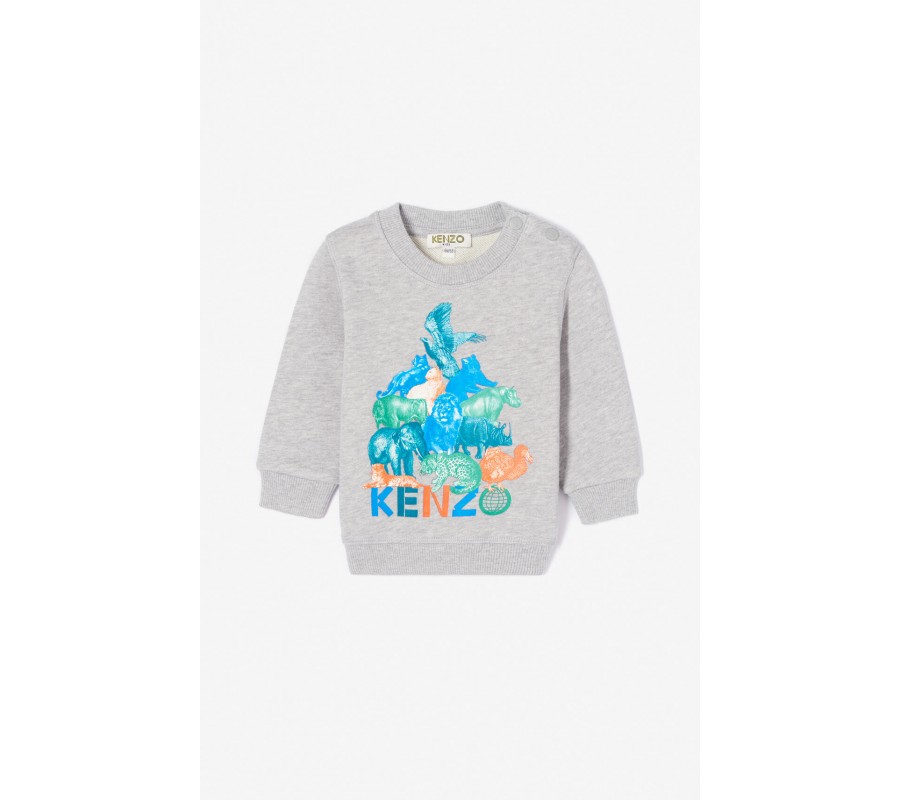 Kenzo Enfant Ensemble sweatshirt et pantalon de jogging 'Crazy Jungle' gris moyen
