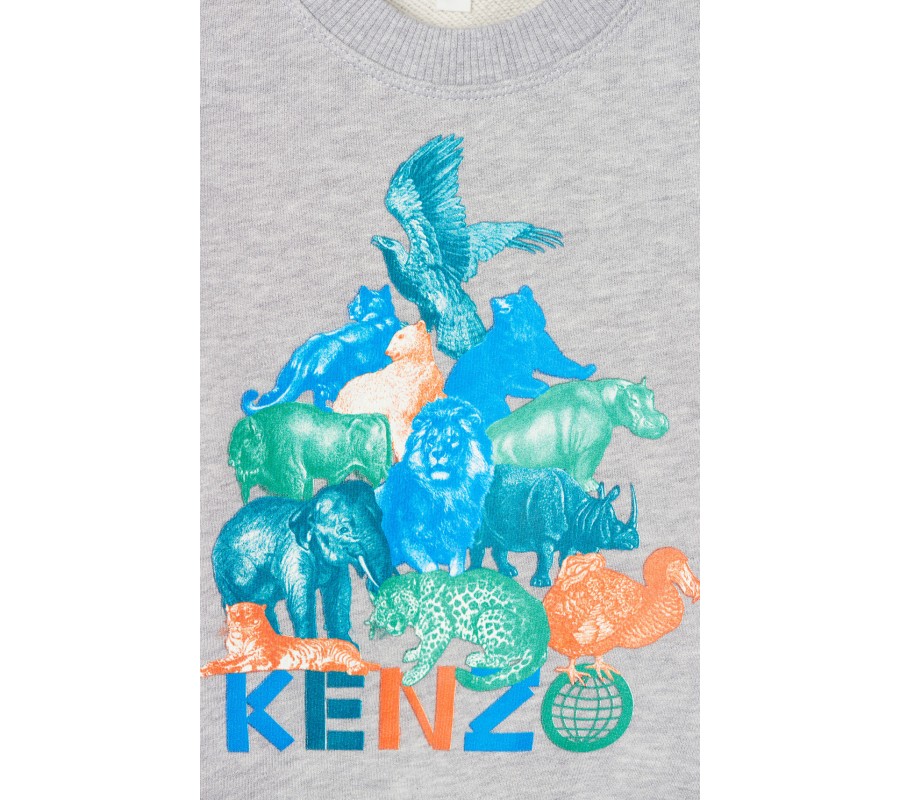 Kenzo Enfant Ensemble sweatshirt et pantalon de jogging 'Crazy Jungle' gris moyen