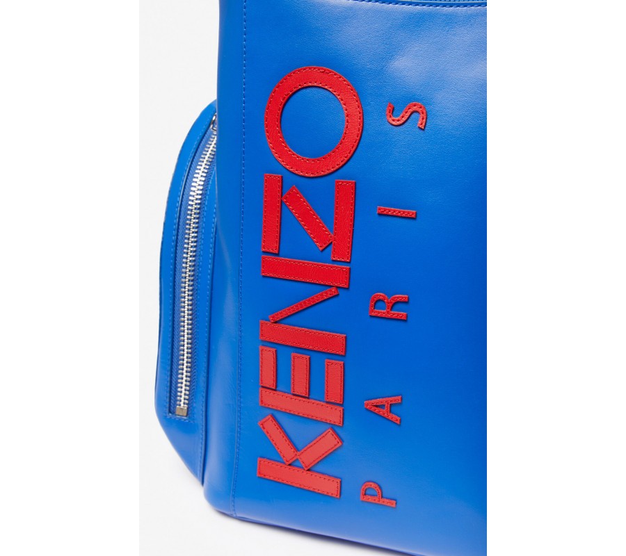 Kenzo Homme Sac à dos KENZO Logo en cuir cobalt