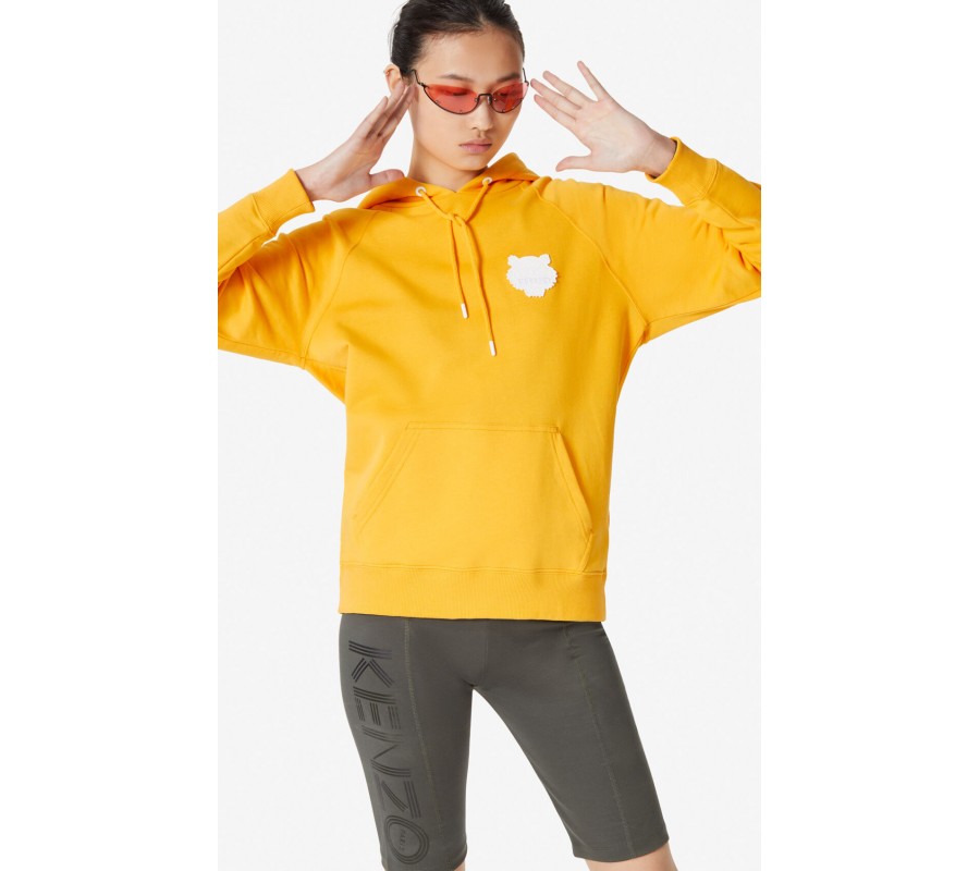 Kenzo Femme Sweatshirt Tigre à capuche jaune orange