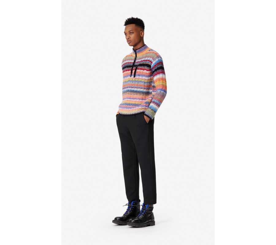 Kenzo Homme Pull à rayures multicolores vermillon